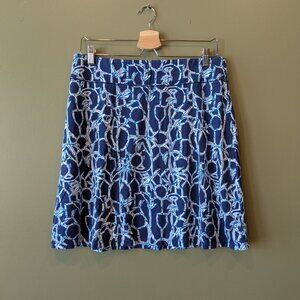 LILLY PULITZER Brenna Skirt Womens Larg Navy Blue High Tide Lucky Bamboo Stretch